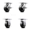 Service Caster 5 Inch Phenolic Caster Set with Roller Bearing 2 Brakes and 2 Rigid SCC SCC-35S520-PHR-SLB-2-R-2 - alternate 1